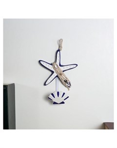 Крючок декоративный дерево Морская звезда и ракушка 20х14х6 см Nnb