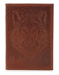 Обложка для паспорта цвет коричневый Волк Nnb