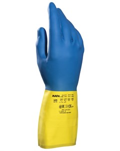 Перчатки латексно неопреновые Duo Mix Alto 405 хлопчатобумажное напыление размер 7 S синие желтые Mapa