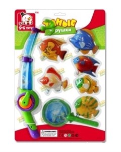 Игровой набор Рыбалка с магнитным спиннингом сачком и заводными рыбками 8 предметов S+s toys