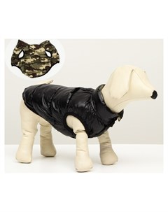 Куртка для собак двухсторонняя с принтом размер 8 ДС 23 см ОГ 30 ОШ 22 см чёрная Nnb