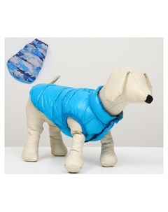 Куртка для собак двухсторонняя с принтом размер 14 ДС 32 см ОГ 42 см ОШ 31 см голубая Nnb