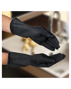 Перчатки хозяйственные защитные химически стойкие латекс размер L 100 гр цвет чёрный Доляна