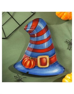 Блюдо сервировочное Хэллоуин полосатая шляпа Доляна