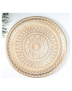 Тарелка декоративная полистоун панно Узоры ацтеков с золотом 35х35х2 8 см Nnb