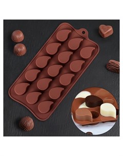 Форма для льда и шоколада Капелька 21 5 10 4 см 15 ячеек 2 3 3 см цвет шоколадный Доляна