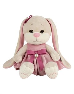 Мягкая игрушка Зайка Lin в платьице с розовым поясом 20 см Jack&lin
