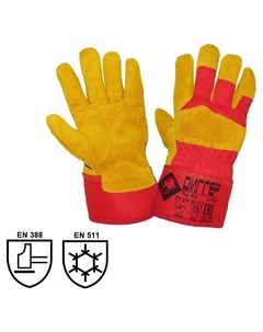 Перчатки защитные диггер спилковые комбинированные утепленные желтые Кнр