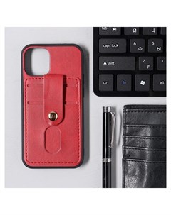 Чехол Luazon для Iphone 12 Mini с отсеками под карты кожзам красный Luazon home