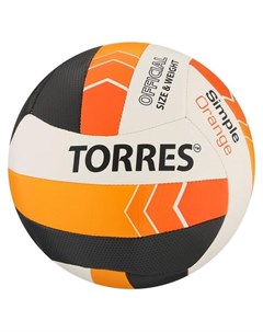 Мяч волейбольный Simple Orange размер 5 синтетическая кожа Тпу машинная сшивка бутиловая камера бел  Torres