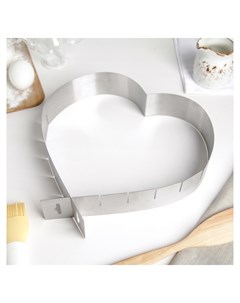 Форма разъёмная для выпечки кексов Сердце с регулируемым размером 14 5 26 5 см Nnb