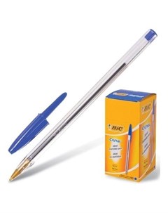 Ручка шариковая Cristal синяя корпус прозрачный узел 1 мм линия письма 0 32 мм Bic
