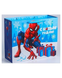Пакет новогодний С новым годом 49 X 40 X 19 см человек паук Marvel comics
