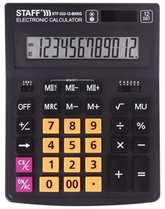 Калькулятор настольный Plus Stf 333 bkrg 200x154 мм 12 разрядов черно оранжевый Staff