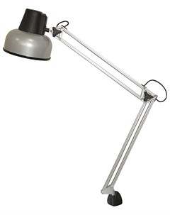 Светильник настольный Бета на струбцине лампа накаливания люминесцентная светодиодная до 60 Вт сереб Трансвит