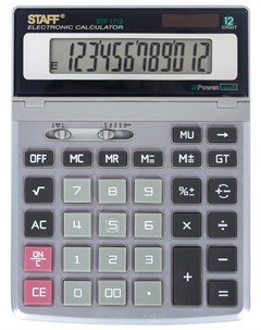 Калькулятор настольный металлический Stf 1712 200х152 мм 12 разрядов двойное питание Staff