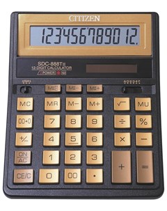 Калькулятор настольный Sdc 888tiige 203х158 мм 12 разрядов двойное питание золотой Citizen