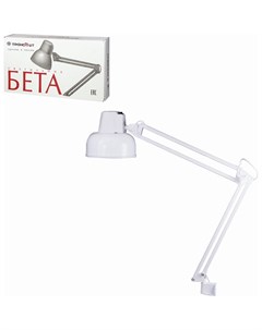 Светильник настольный Бета на струбцине лампа накаливания люминесцентная светодиодная до 60 Вт белый Трансвит