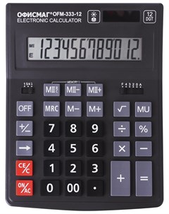 Калькулятор настольный Ofm 333 200x154 мм 12 разрядов двойное питание черный Офисмаг