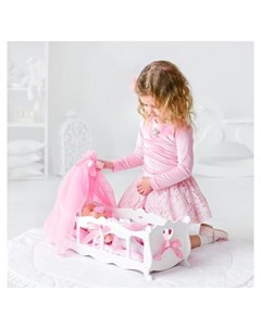 Кроватка для кукол с постельным бельем и балдахином коллекция Diamond Princess белый Манюня