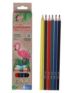 Цветные карандаши 6 цветов Zoo пластиковые шестигранные Луч