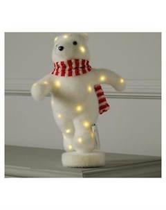 Фигура световая Медведь в шарфе бежит 26х14х13 см фиксинг от батареек т белый Luazon home