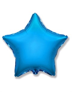 Шар фольгированный 32 Звезда без рисунка металл цвет синий Flexmetal