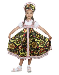 Русский народный костюм Хохлома платье кокошник цвет чёрный р р 30 рост 110 116 см Страна карнавалия