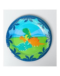Тарелка бумажная Динозаврики набор 6 шт Страна карнавалия