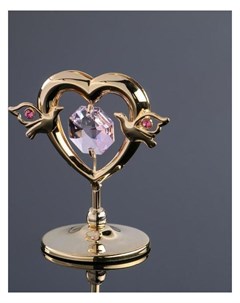 Сувенир сердце с голубями с кристаллами сваровски Swarovski elements