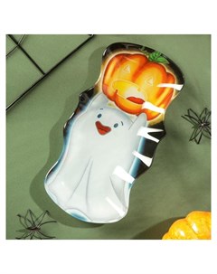 Блюдо сервировочное Хэллоуин призрак с тыквой 20 10 5 1 8 см Доляна