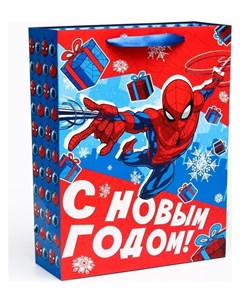 Пакет ламинат вертикальный С новым годом человек паук 31х40х11 5 Marvel comics