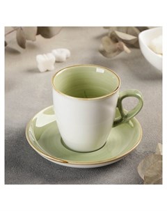 Чайная пара Аура чашка 200 мл блюдце D 13 см цвет светло зелёный Nnb
