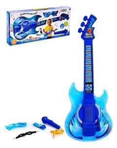 Игрушка музыкальная гитара Играй и пой с микрофоном звуковые эффекты цвет синий Nnb