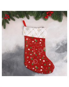 Мягкая подвеска Носок салют рождества 22х35 см красный Зимнее волшебство