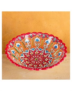 Фруктовница риштанская керамика красный Шафран