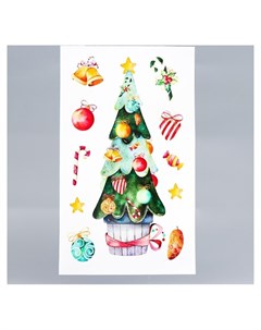 Декоративная наклейка Праздничная елка белый фон 30х50 см Divino