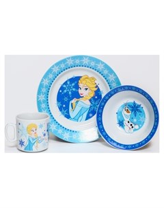 Набор посуды Winter Magic 3 предмета тарелка O 16 5 см миска O 14 см кружка 200 мл холодное сердце Disney