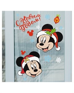 Наклейка на окно С новым годом микки маус Disney