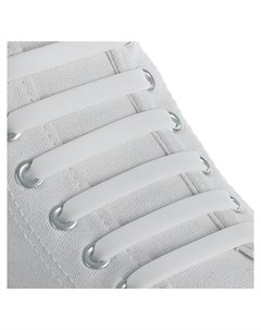 Набор шнурков для обуви 6 шт силиконовые плоские 13 мм 9 см цвет белый Onlitop