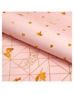 Бумага упаковочная глянцевая двусторонняя Принцессы Дисней 60x90 см Цвет персиковый Disney