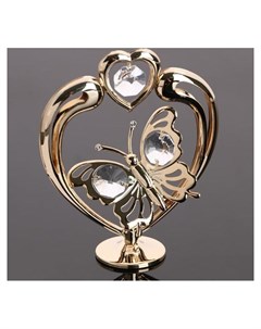 Сувенир Сердце с бабочкой с кристаллами сваровски Swarovski elements