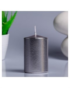 Свеча цилиндр парафиновая лакированная серебрянный металлик 5 6 8 см Nnb
