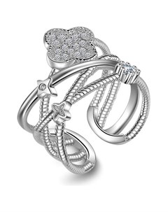 Кольцо безразмерное с серебряным покрытием 1 8 x 2 см Цветок Euphoria accessories