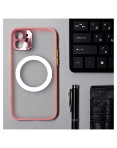 Чехол Luazon для Iphone 12 поддержка Magsafe с окантовкой пластиковый розовый Luazon home