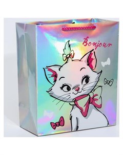 Пакет голография горизонтальный Bonjour коты аристократы 25 х 21 х 10 см Disney