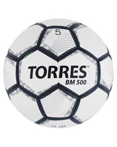 Мяч футбольный BM 500 размер 5 32 панели PU 4 подкладочных слоя ручная сшивка цвет белый серый Torres