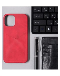 Чехол Luazon для Iphone 12 12 Pro с отсеком под карты кожзам красный Luazon home