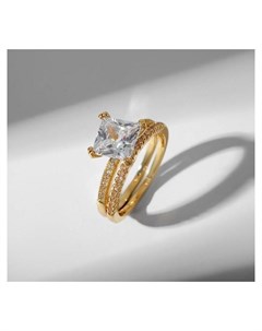 Кольцо Сокровище квадратный кристалл цвет белый в золоте размер 16 Nnb