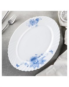 Блюдо овальное Синий бриз 30 22 см цвет белый Доляна